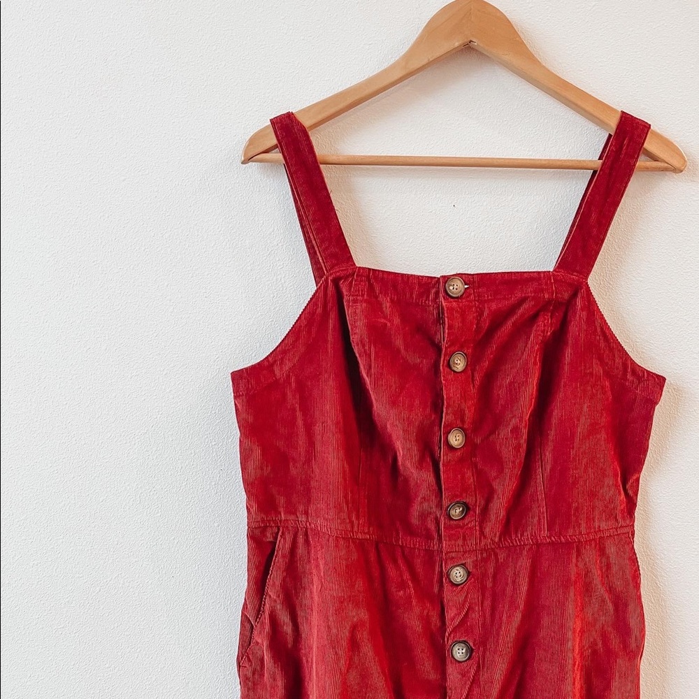 Dark red corduroy overalls